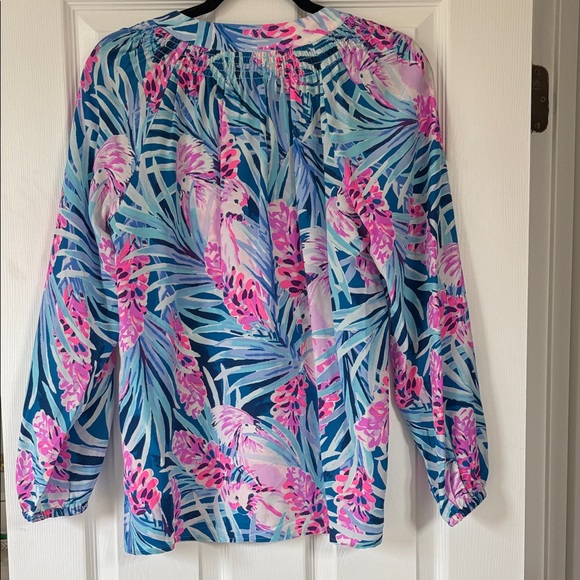 Lilly Pulitzer Elsa Tropical Floral Tunic in Pink & Blue - Picture 7 of 8